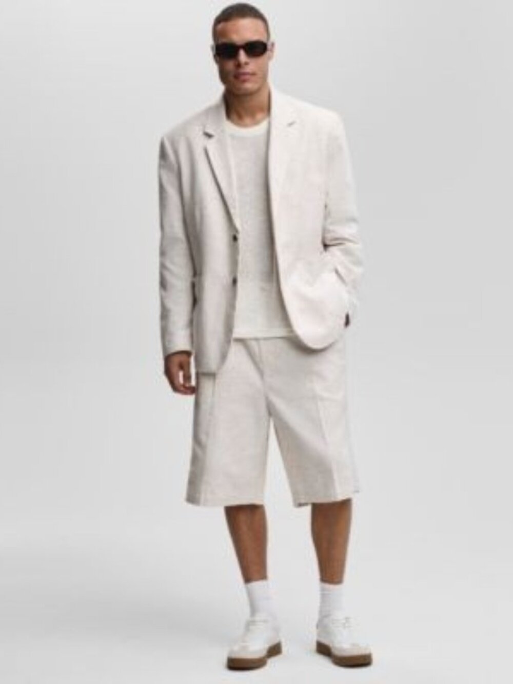 Mode of One Men's Relaxed Fit Speckled Textured Blazer Shorts. Macy   NWT